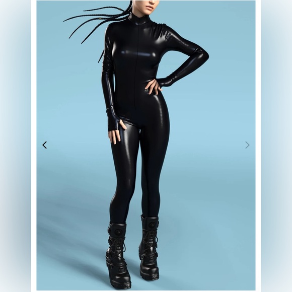 CANDY CATZ WOMEN’S BLACK HOLOGRAPHIC BODYSUIT - Picture 5 of 6